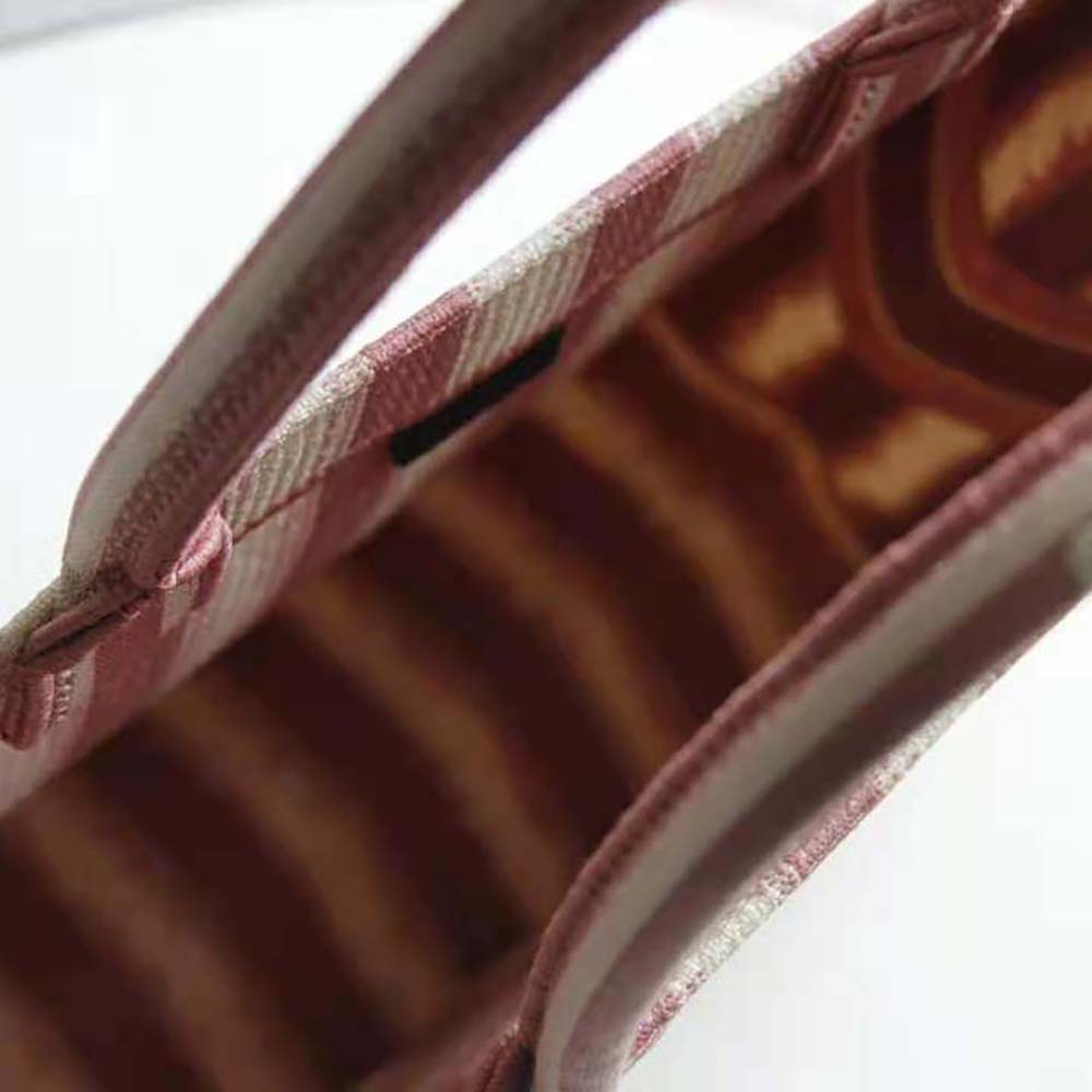 TÚI Dior Women Dior Book Tote Pink D-Stripes Embroidery