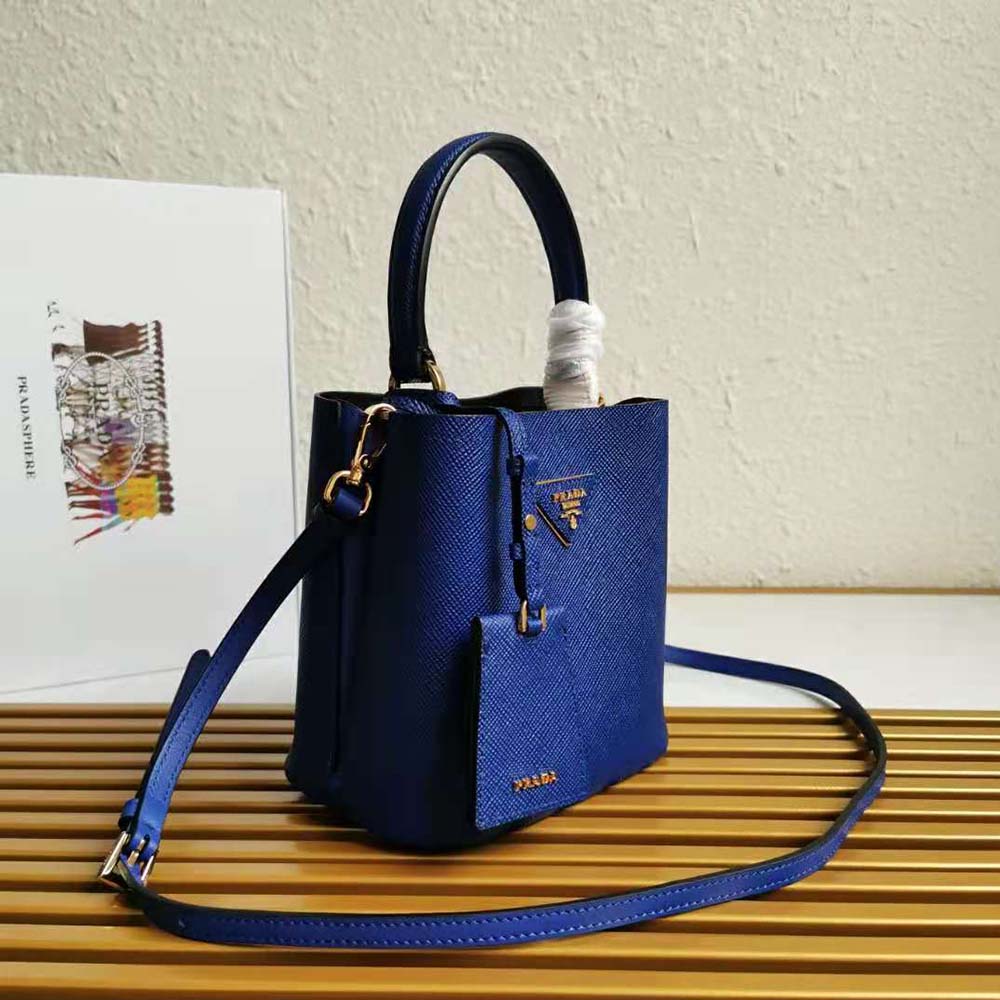 TÚI Prada Saffiano Leather Prada Panier Bag-Navy