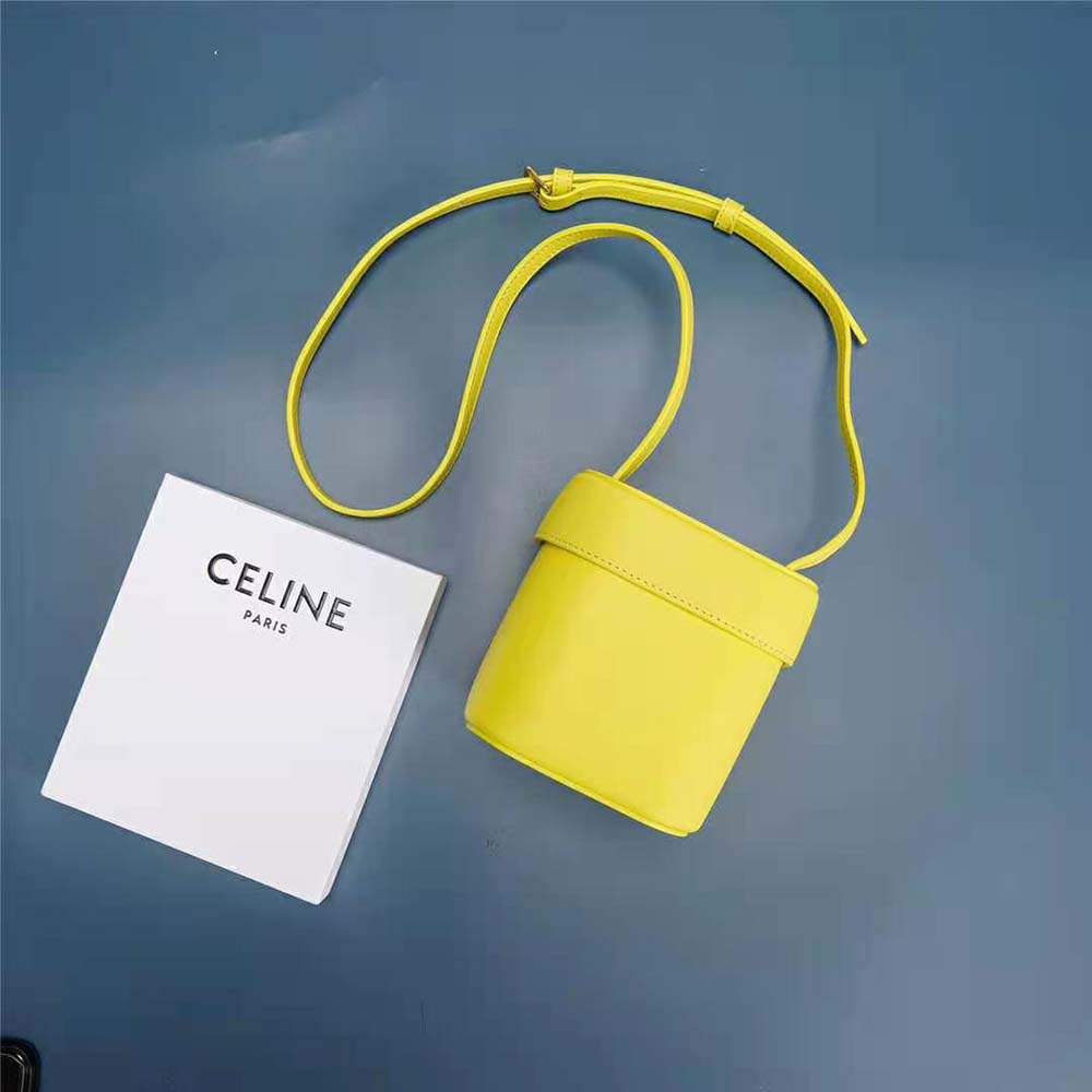 TÚI Celine Women Small Box Cuir Triomphe in Smooth Calfskin-Yellow
