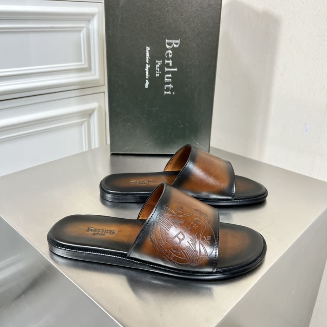 DÉP BERLUTI PATINA LEATHER SLIPPER