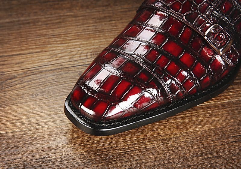 Giày da cá sấu khóa đôi Monk Strap Cap-Toe Dress thủ công