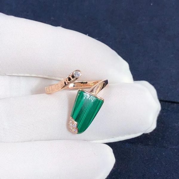 Nhẫn BVLGARI Gelati kim cương Malachite vàng hồng 18K