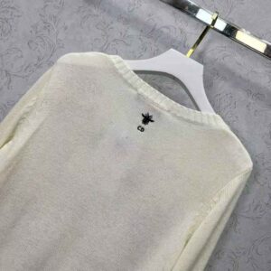 ÁO Dior Women Sweater White Cashmere with Multicolor Butterfly Motif