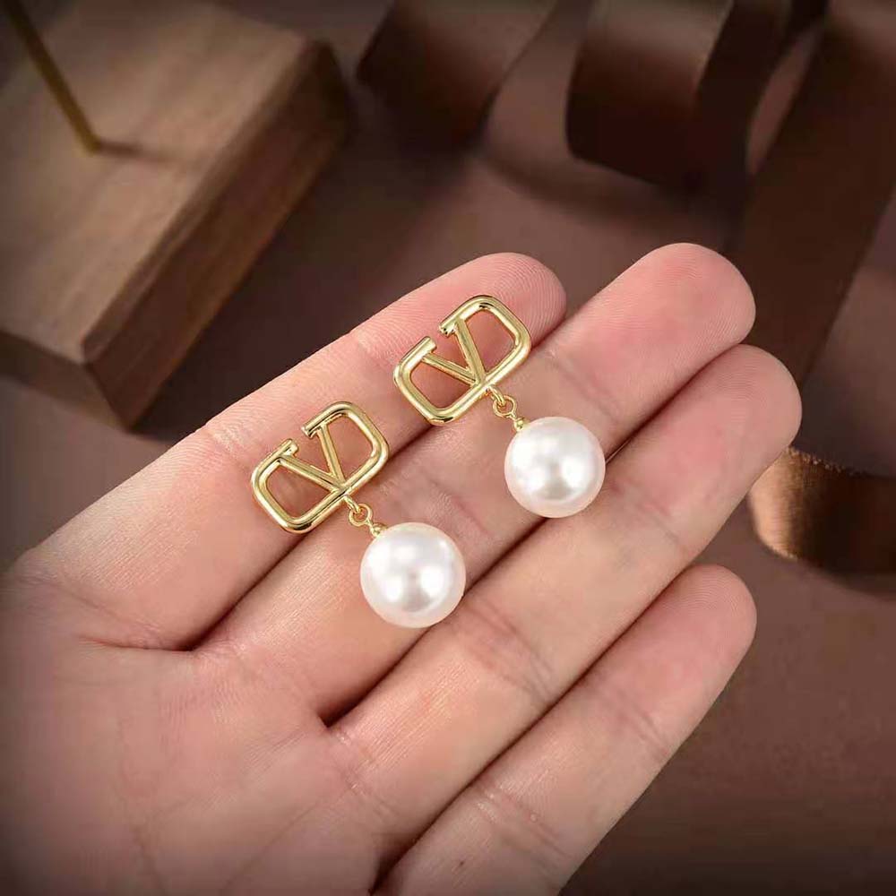 BÔNG TAI Valentino Women Vlogo Signature Earrings with Swarovski Pearls