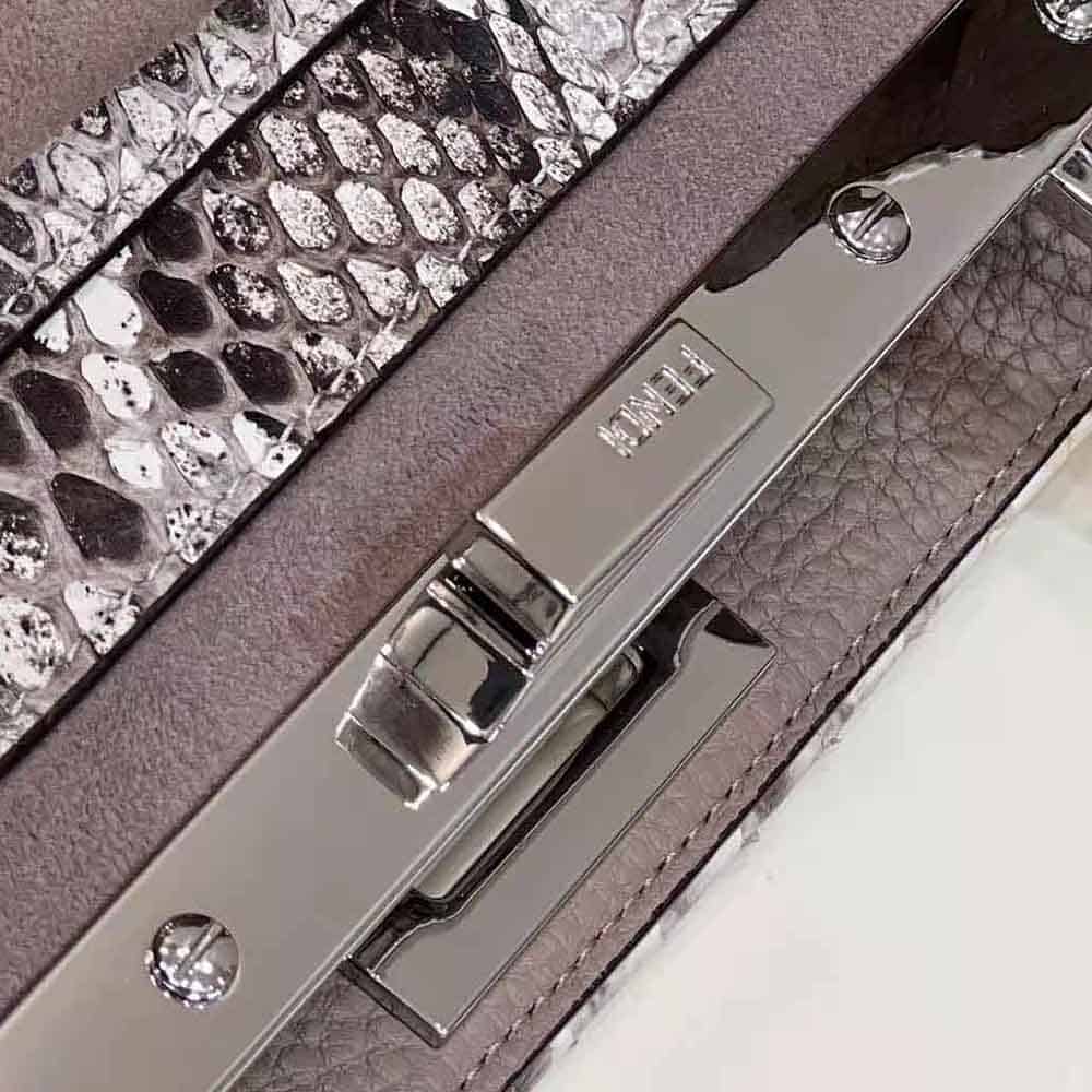 TÚI FENDI Women Peekaboo Iseeu Small Gray Full Grain Leather and Elaphe Bag