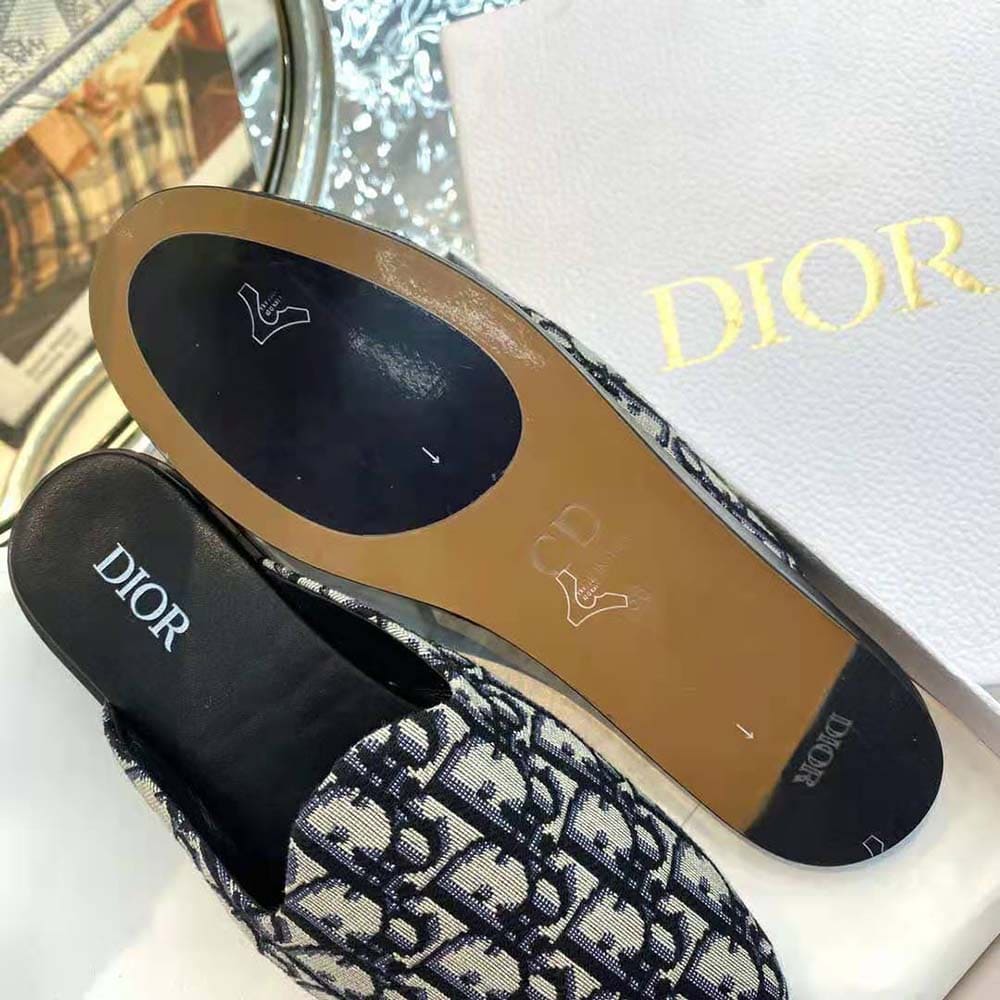GIÀY DIOR Indior Mule Beige and Black Dior Oblique Jacquard
