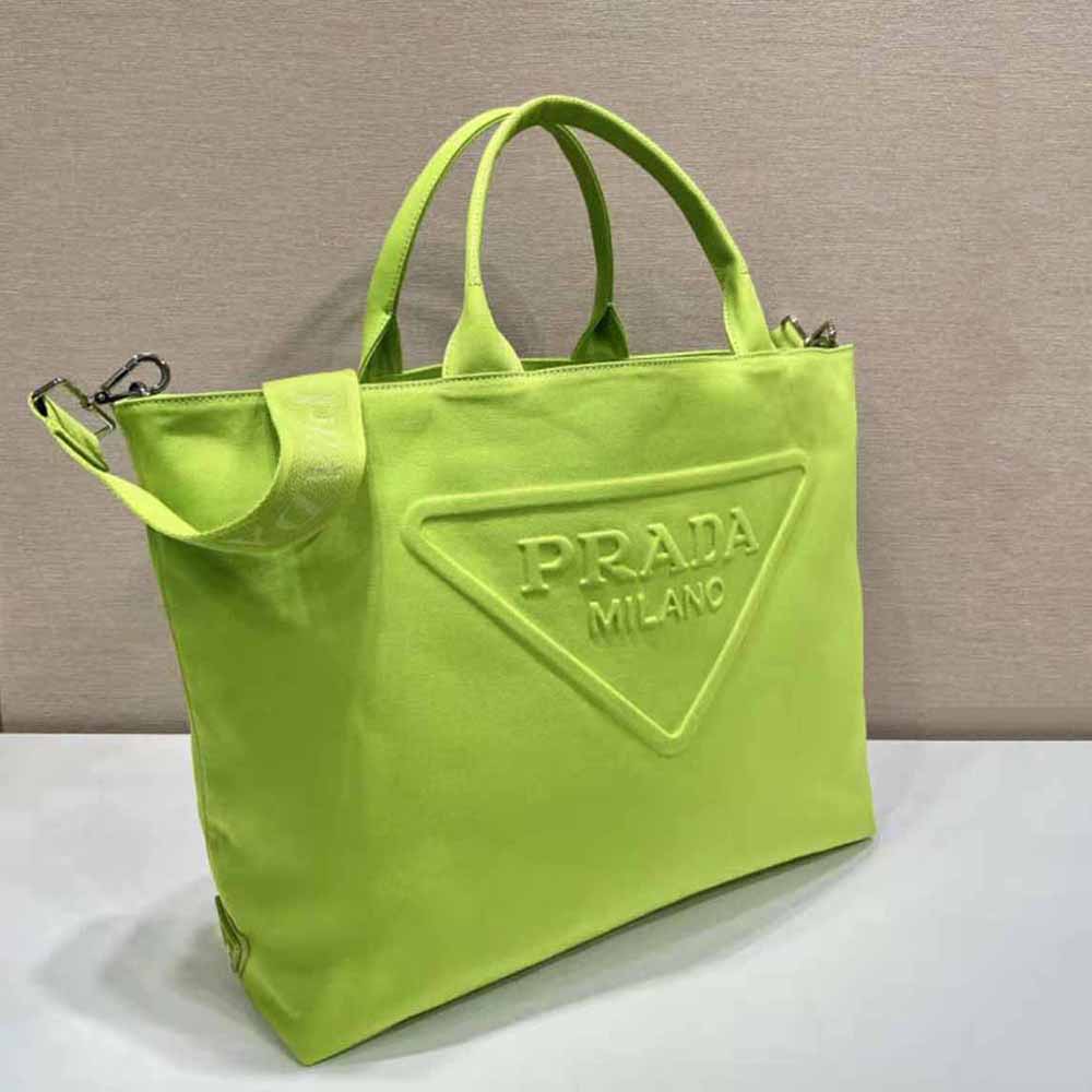 TÚI Prada Women Canvas Tote Bag with Contemporary Take on Classic Beach Designs-Lime