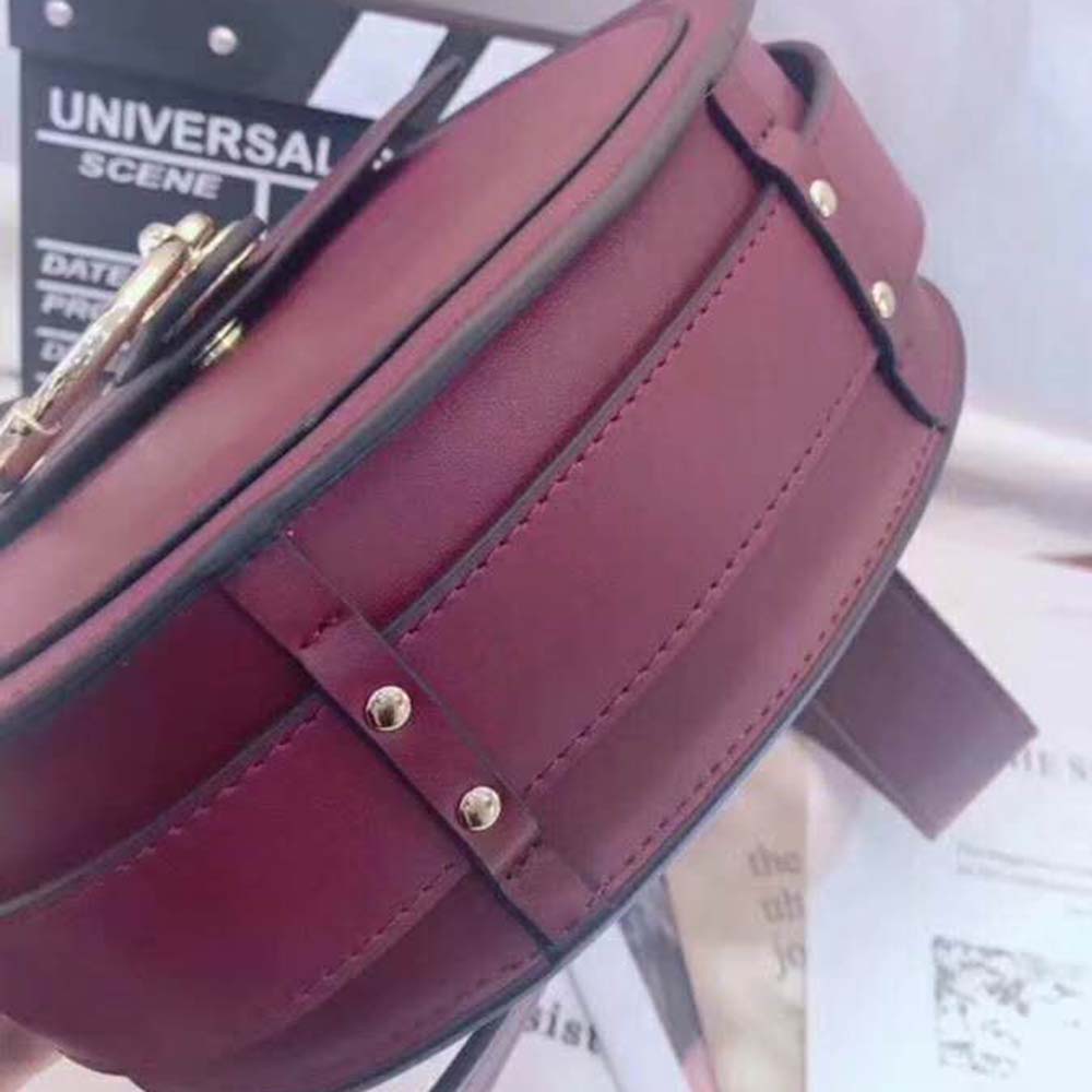 TÚI Chloe Tess Bag in Shiny & Suede Calfskin-Maroon