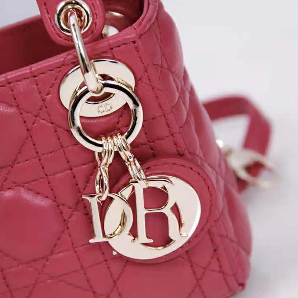 TÚI Dior Women Micro Lady Dior Bag Red Cannage Lambskin