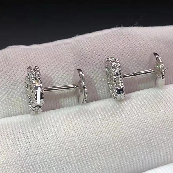 Bông tai Van Cleef & Arpels Sweet Alhambra Kim cương vàng trắng 18K
