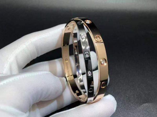 Vòng tay Cartier đôi vàng hồng kim cương và vàng trắng 18K