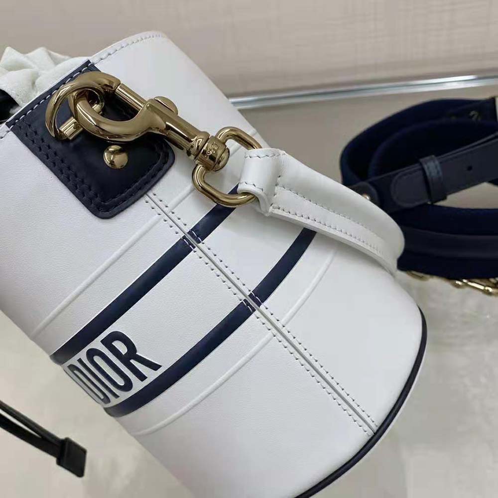 TÚI Dior Women Small Dior Vibe Bucket Bag White and Blue Smooth Calfskin