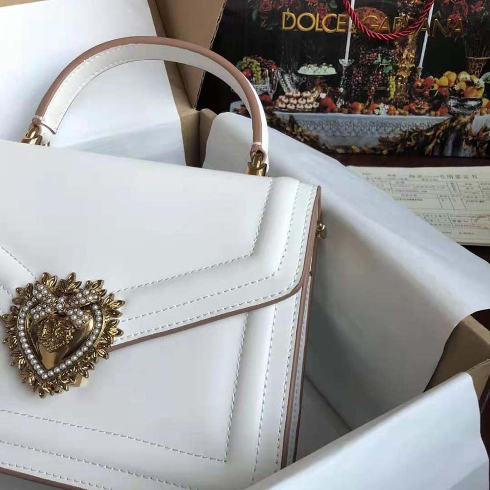 TÚI Dolce Gabbana D&G Women Small Smooth Calfskin Devotion Bag-White