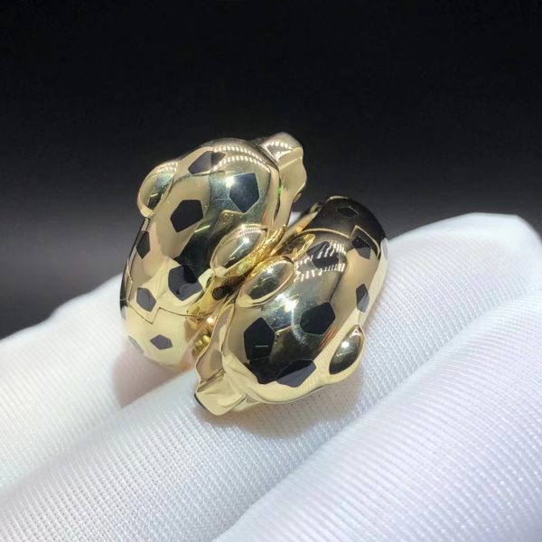 Nhẫn Cartier Panthère de Cartier hai đầu đá Tsavorite Onyx đen vàng hồng 18K