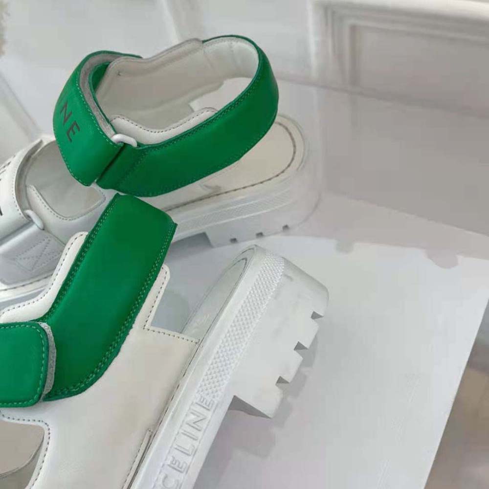 DÉP SANDAL Celine Women Leo Scratch Sandal in Calfskin-Green