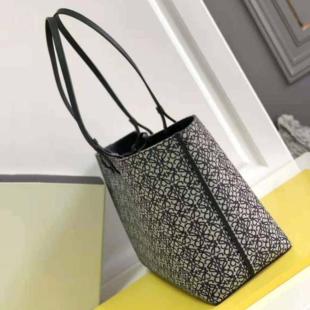 TÚI Loewe East West Tote Bag in Anagram Jacquard and Calfskin-Black