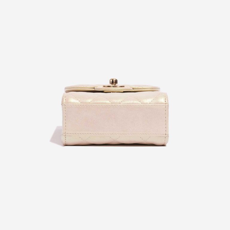 TÚI Chanel Phone Holder Lamb Metallic Pearl White