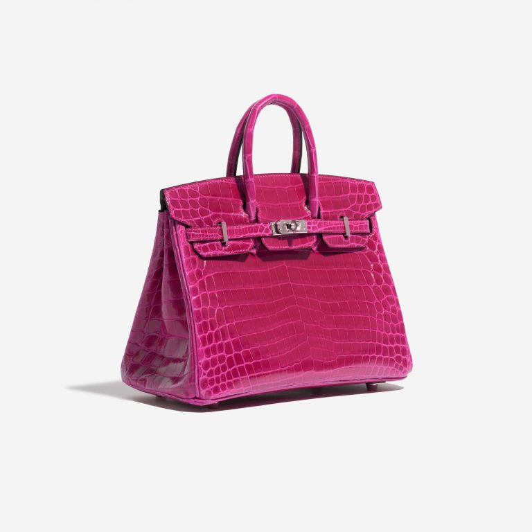 TÚI Hermès Birkin 25 Niloticus Crocodile Rose Pourpre Silver Buckle khóa trắng