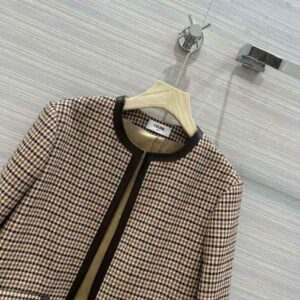 ÁO Celine Women Chasseur Jacket in Houndstooth Wool
