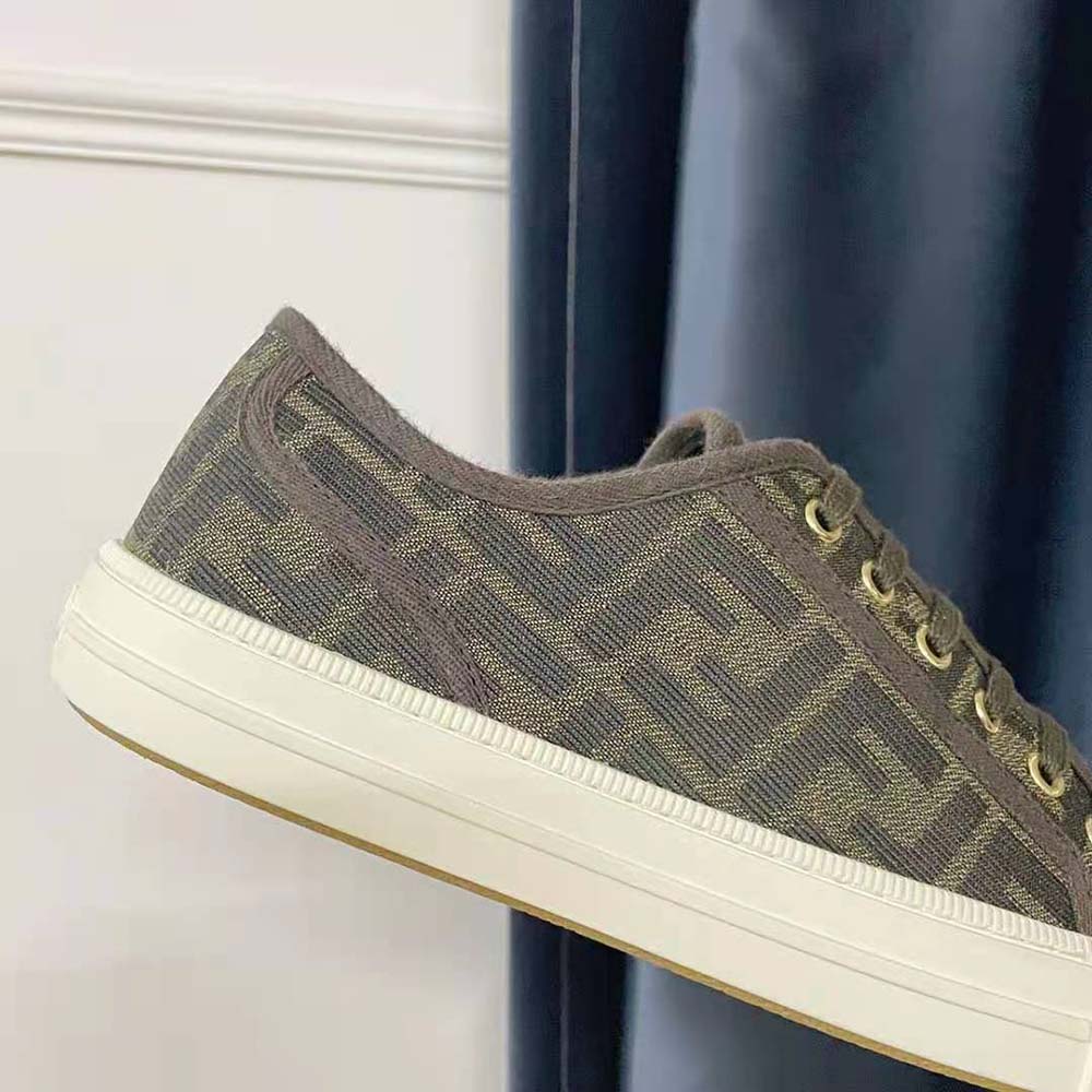 GIÀY FENDI Domino Brown FF Fabric Low-Tops SS2022