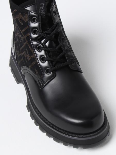 GIÀY FENDI Ankle boots in leather and fabric