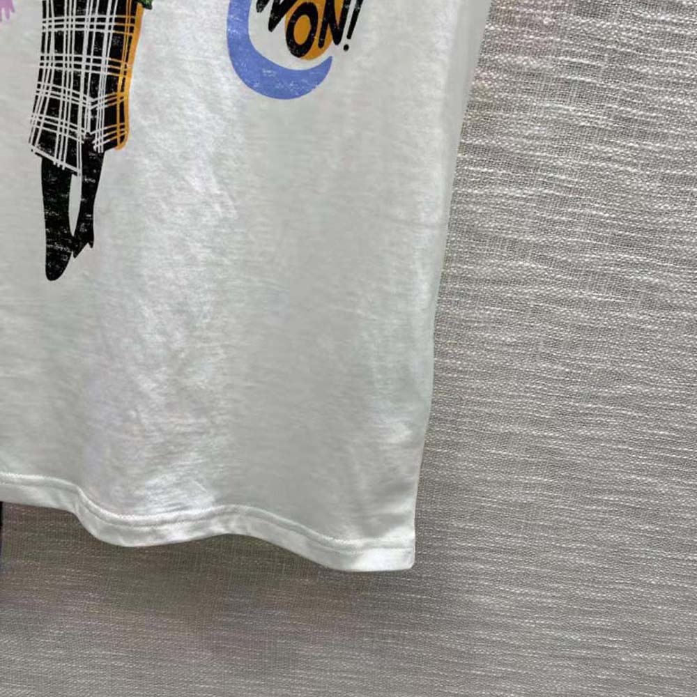 ÁO Dior ‘C’Est Non Non Non Et Non’ T-shirt Ecru Cotton Jersey and Linen