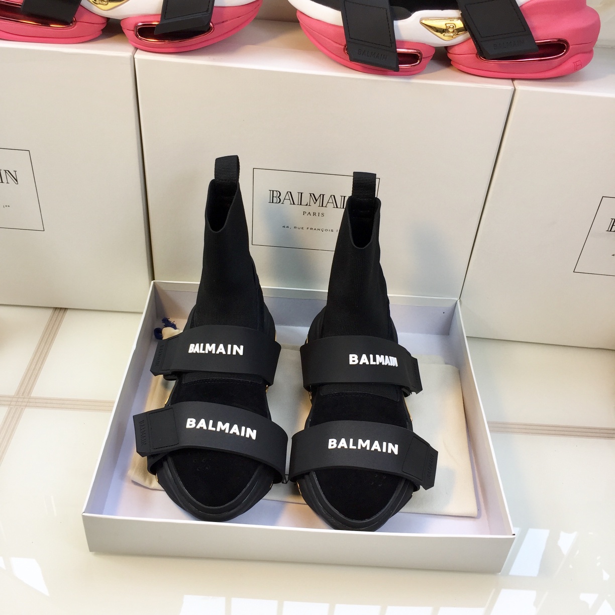 GIÀY BALMAIN BLACK GOLD HIGH TOP SNEAKERS