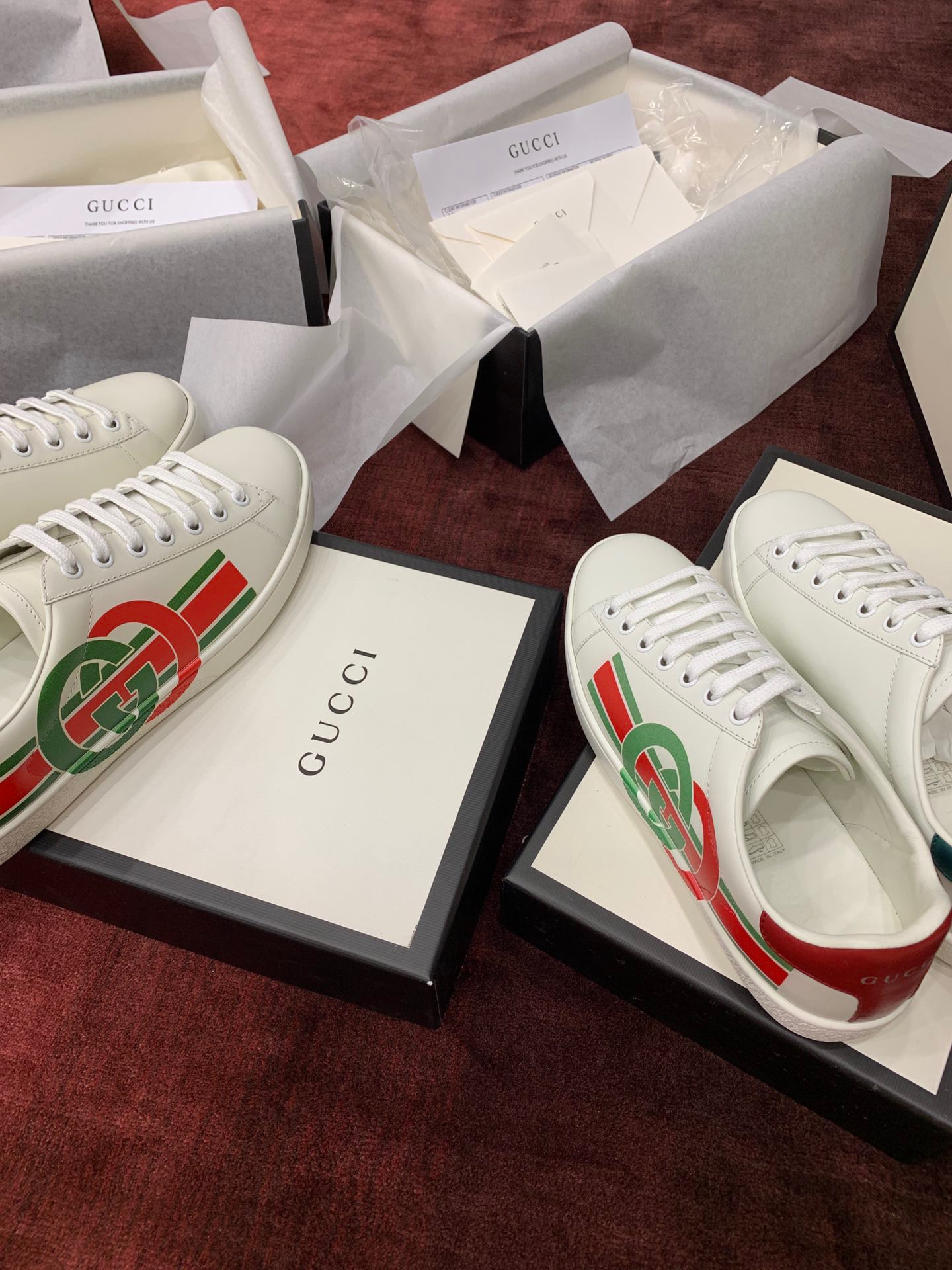 GIÀY GUCCI Leather Ace Sneakers Interlocking GG White