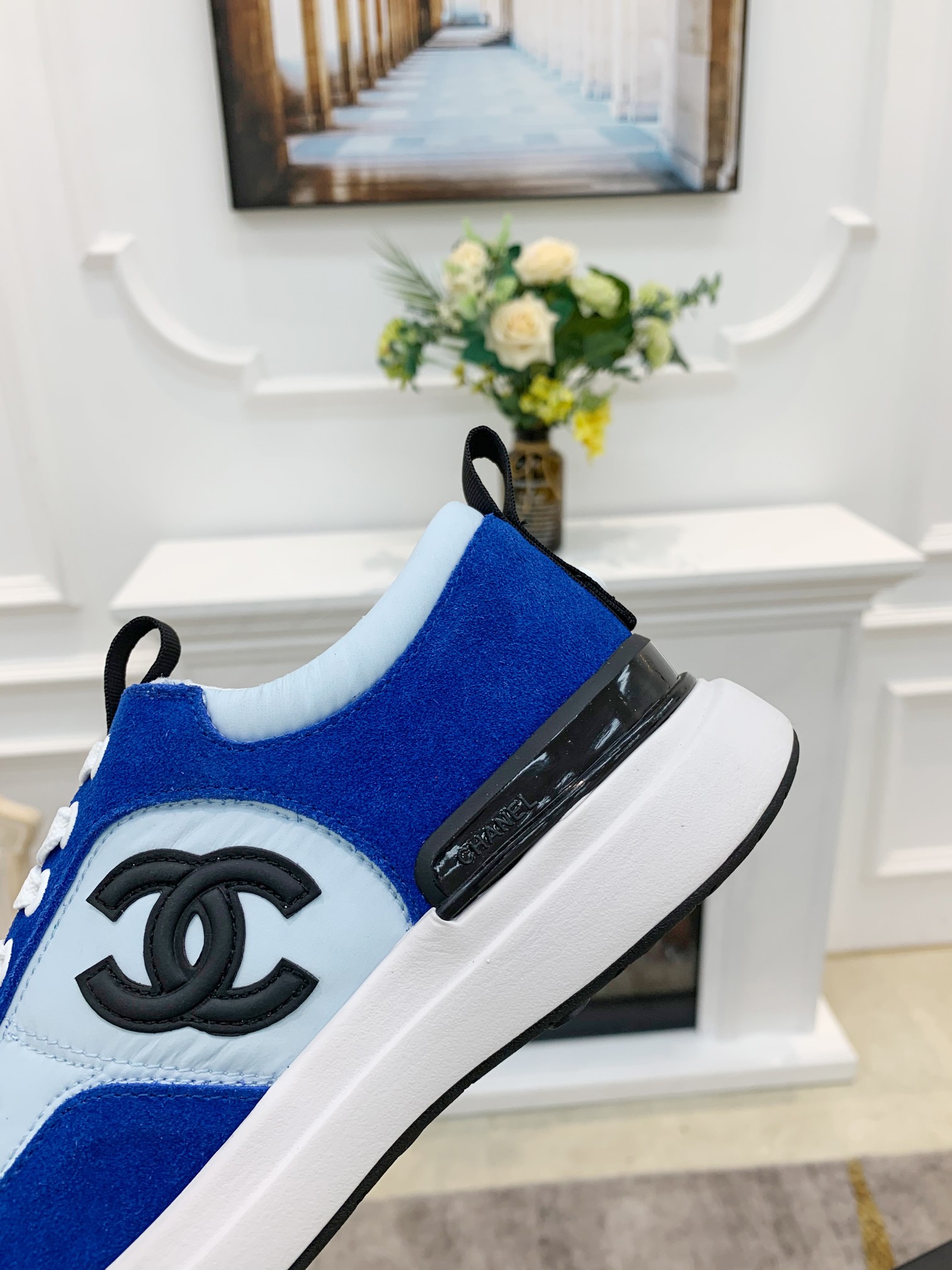 GIÀY CHANEL BLUE SUEDE  LOGO SNEAKERS