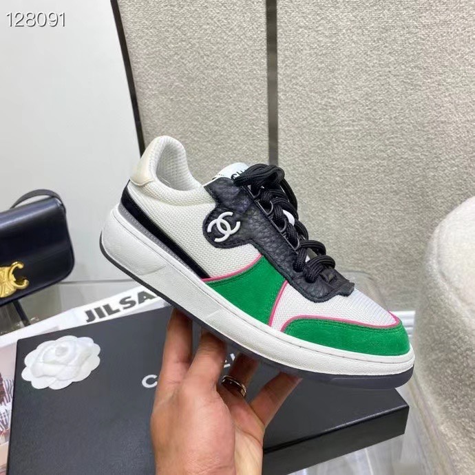 GIÀY CHANEL GREEN SUEDE LOGO SNEAKERS