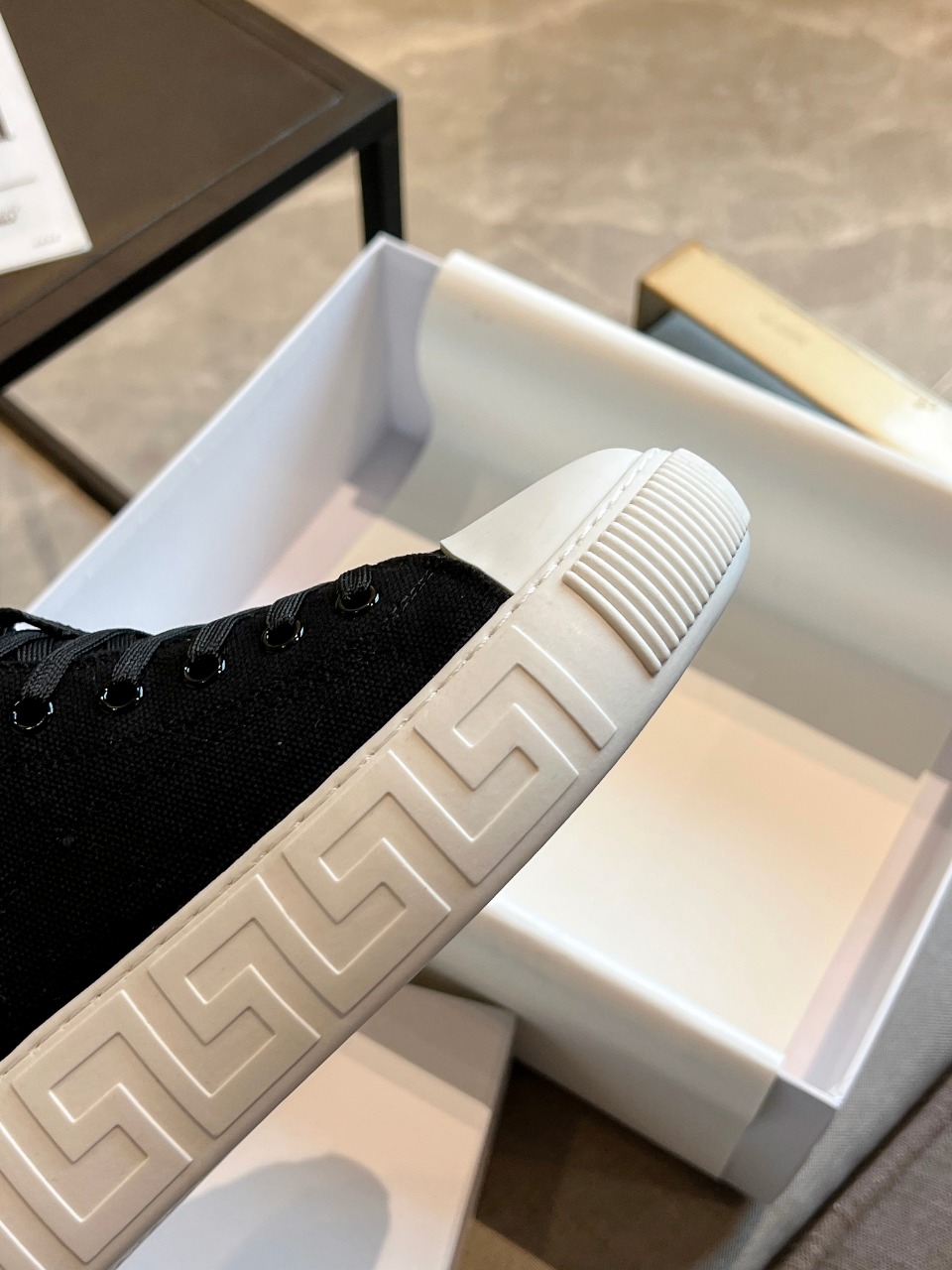 GIÀY VERSACE GRECA SNEAKERS HIGH TOP CANVAS BLACK