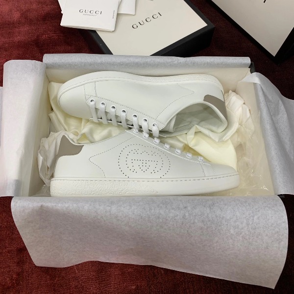 GIÀY GUCCI Leather Ace Sneakers Interlocking GG White