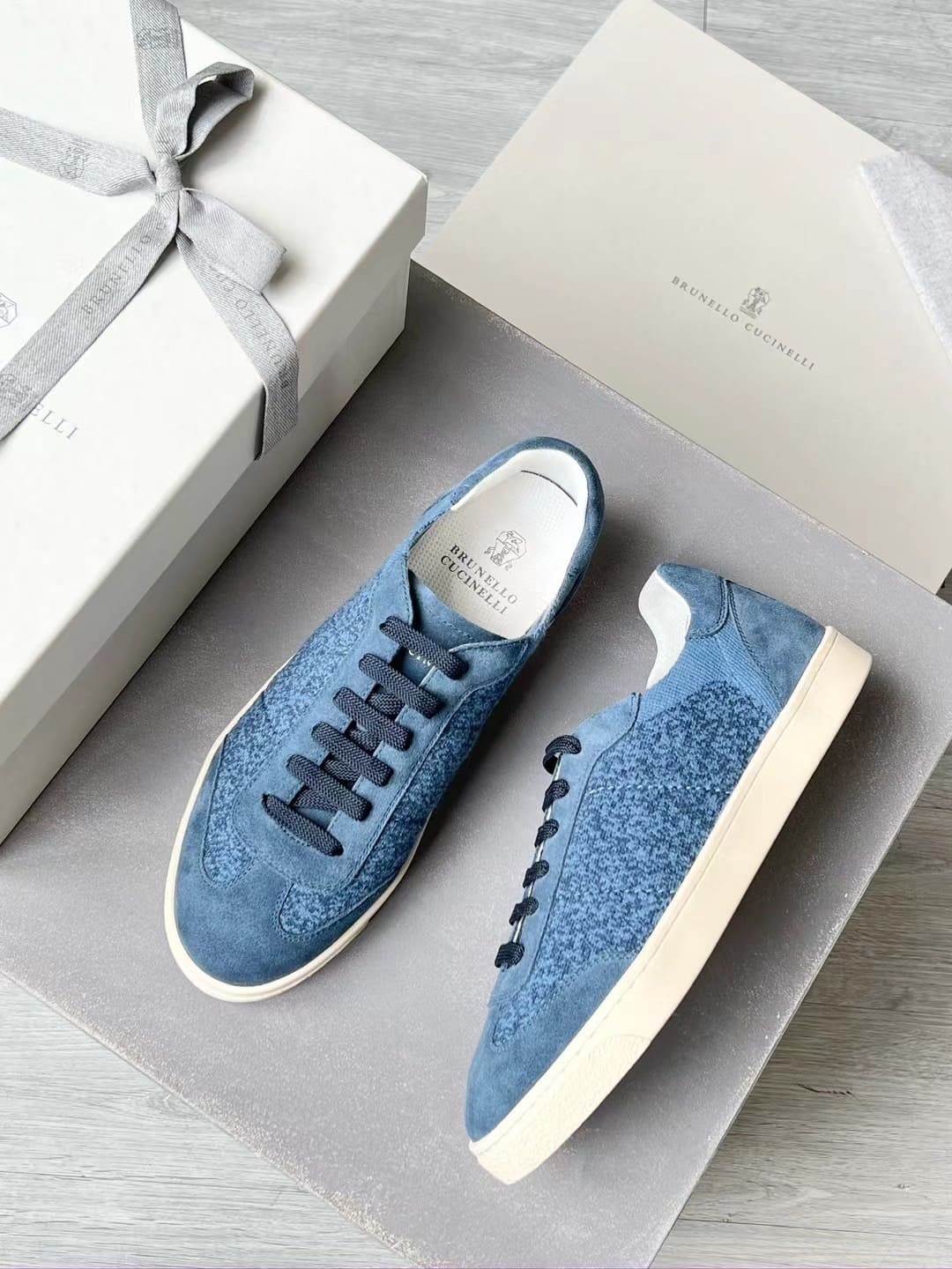 GIÀY BRUNELLO CUCINELLI SNEAKERS LOW TOP SHOES AAA DA LỘN KẾT HỢP DỆT KIM