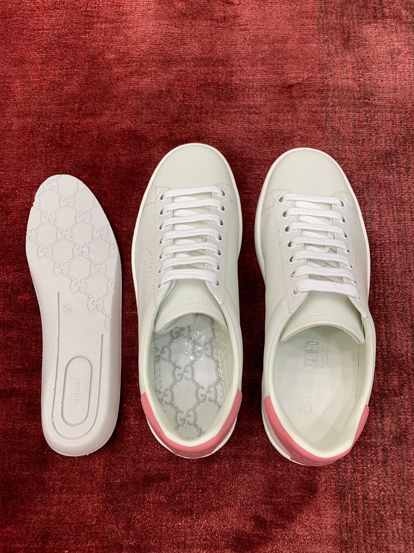GIÀY GUCCI Leather Ace Sneakers Interlocking GG White