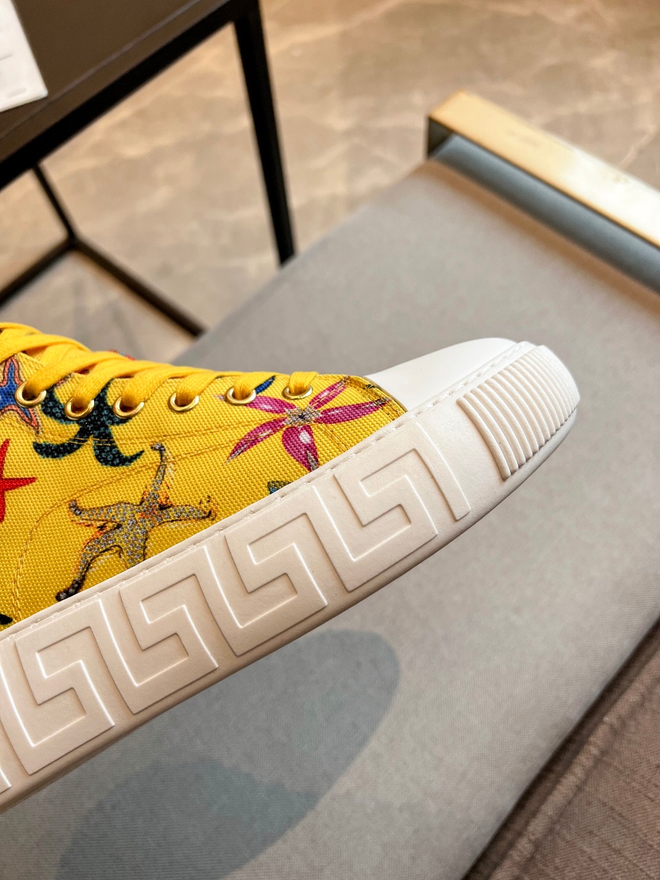 GIÀY VERSACE GRECA SNEAKERS HIGH TOP CANVAS OCEAN
