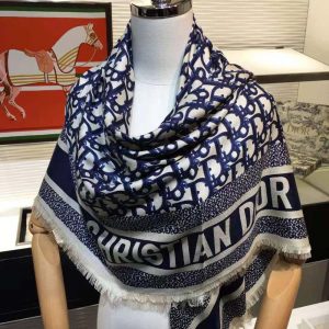 KHĂN Dior Women Dior Oblique Square Scarf Navy Blue Silk Twill
