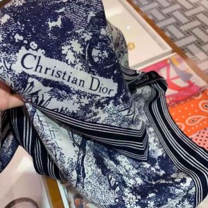KHĂN Dior Women Toile De Jouy Square Scarf Blue Silk Twill