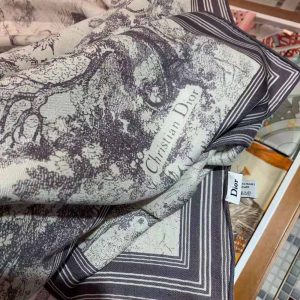 KHĂN Dior Women Toile De Jouy Square Scarf Gray Silk Twill