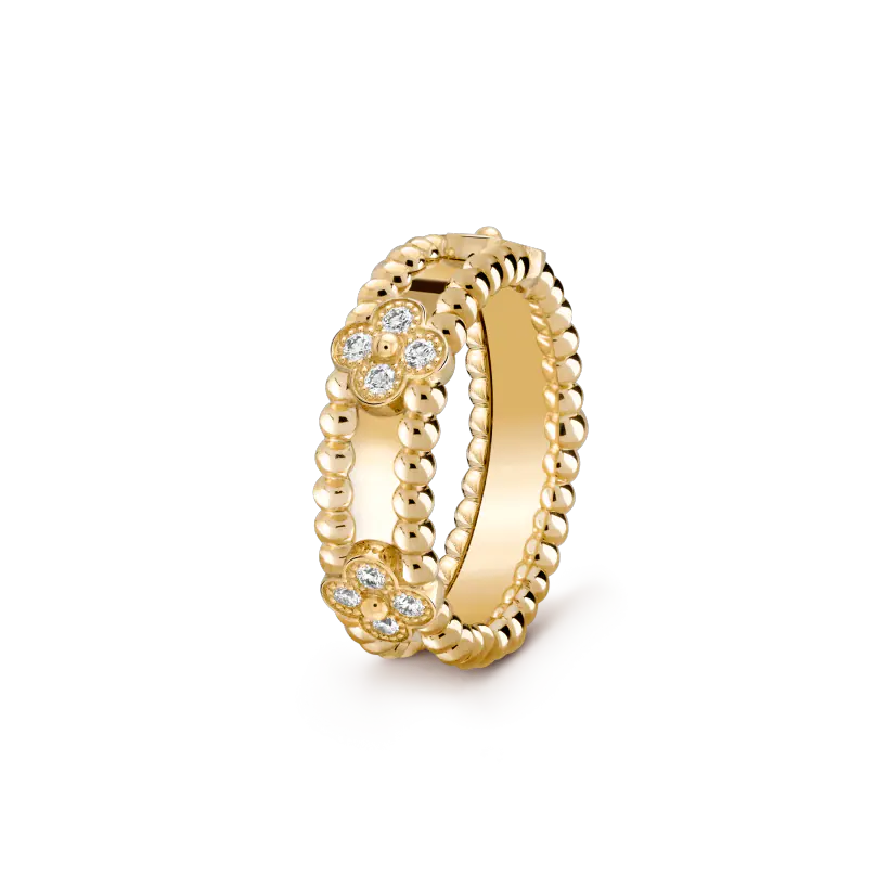 NHẪN VAN CLEEF & ARPELS PERLE'E CLOVERS DIAMOND 18K YELLOW GOLD