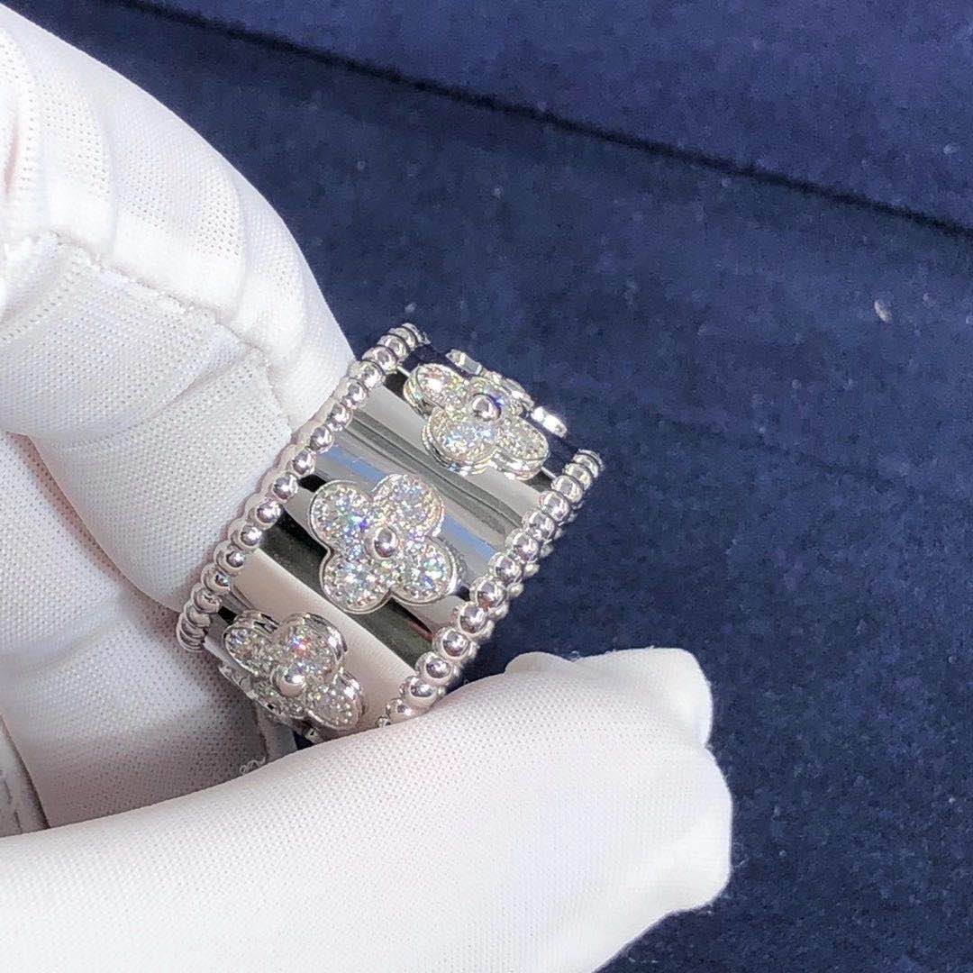 NHẪN VAN CLEEF & ARPELS ALHAMBRA VINTAGE DIAMOND GOLD 18K WHITE GOLD