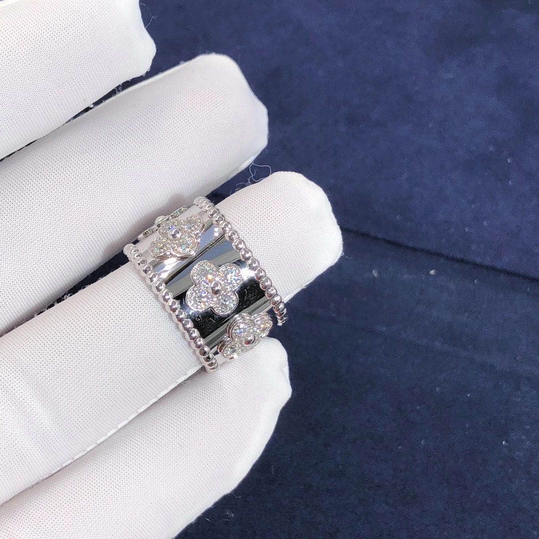 NHẪN VAN CLEEF & ARPELS ALHAMBRA VINTAGE DIAMOND GOLD 18K WHITE GOLD