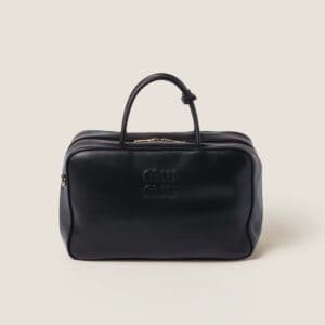 Túi Miu Miu Women Leather Top-handle Bag with Embossed Lettering Logo-Orange
