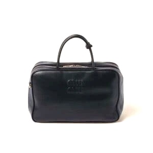 Túi Miu Miu Women Leather Top-handle Bag with Embossed Lettering Logo-Black