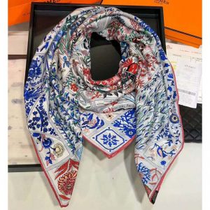 KHĂN Hermes Women Fleurs De Giverny Scarf 90