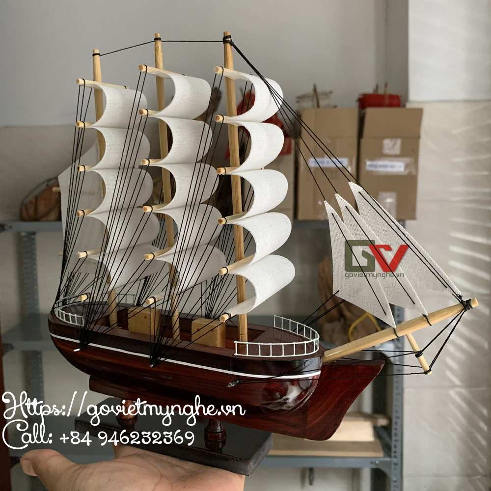 Mô hình thuyền gỗ trang trí - Thuyền Le Belem của Pháp - Dài 27cm ...