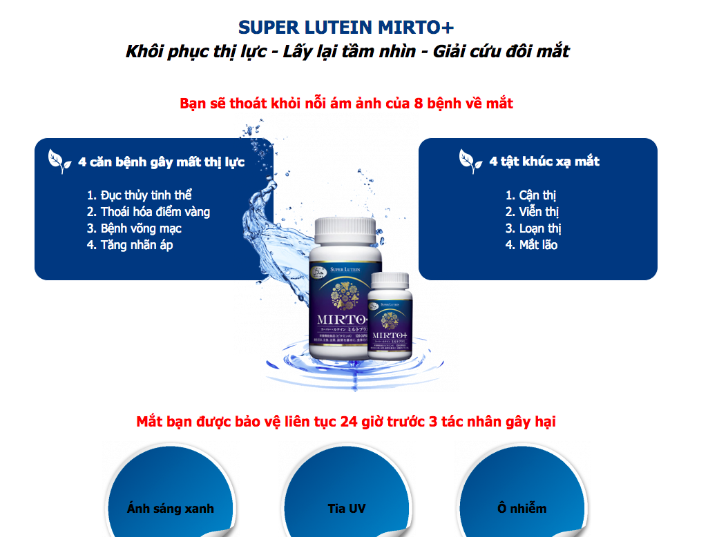 Super Lutien Mirto Plus Giải pháp loại bỏ chấm đen, ruồi bay trước mắt