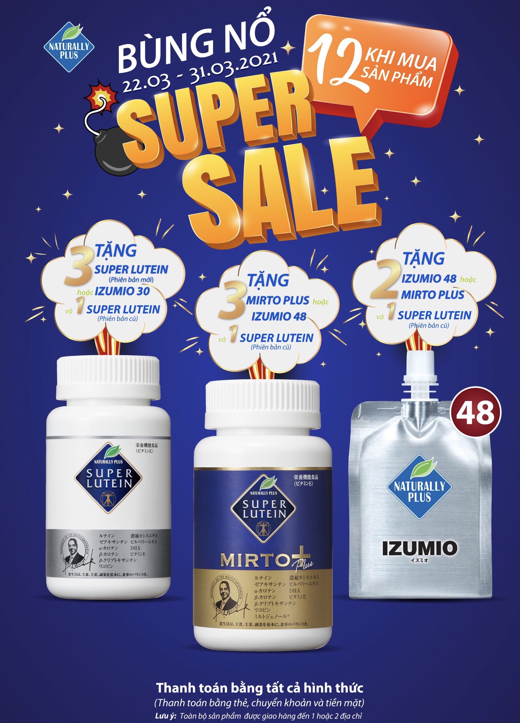 Chương trình khuyến mãi Izumio và Super Lutein Mirto  từ 22/03 đến 31/03
