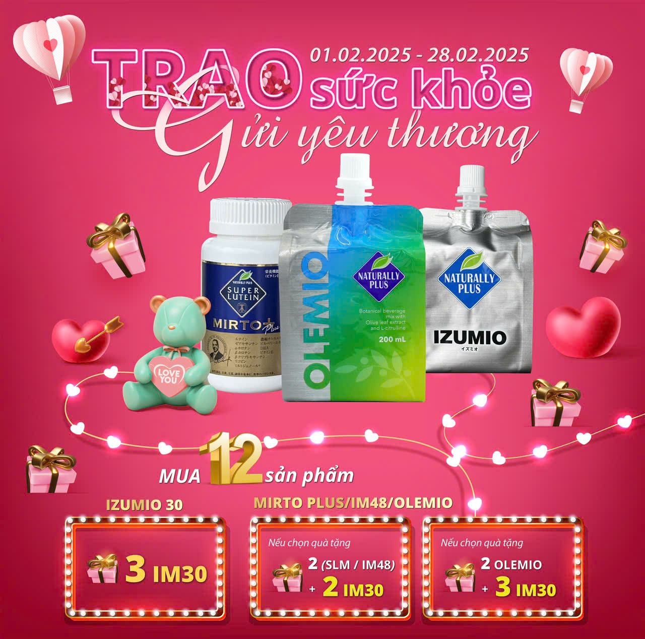 Khuyến mãi Izumio , Olemio, Super Lutein , Super Lutein Mirto tháng 2 năm 2025