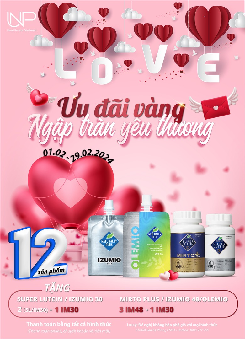 ƯU ĐÃI VÀNG - NGẬP TRÀN YÊU THƯƠNG OLEMIO, SUPER LUTEIN, SUPER LUTEIN MIRTO PLUS, IZUMIO