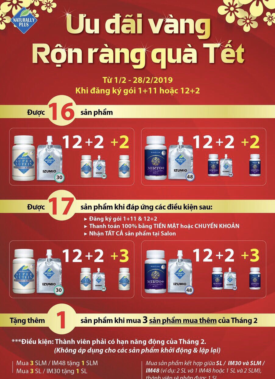 Chương trình Khuyến mãi Izumio và Super Lutien Mirto Plus tháng 2 -2019